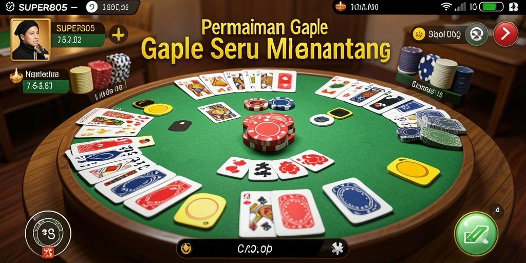 Screenshot SUPER805 menampilkan keseruan permainan Gaple yang menantang.