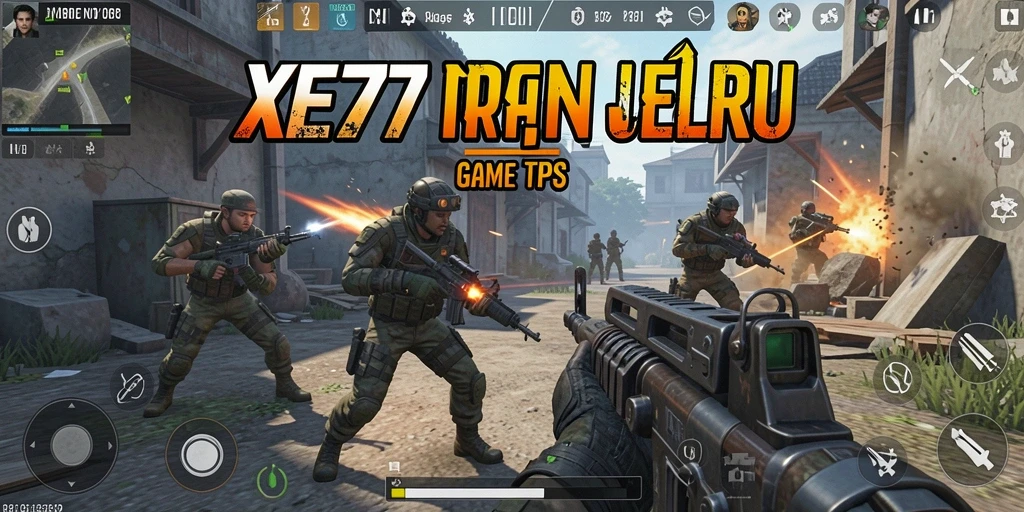Tampilan seru dari gameplay XE77 dalam pertarungan TPS.